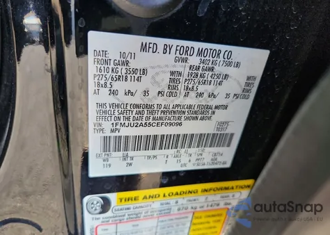 2012 Ford Expedition Limited z USA, uszkodzony, nr VIN 1FMJU2A55CEF09096